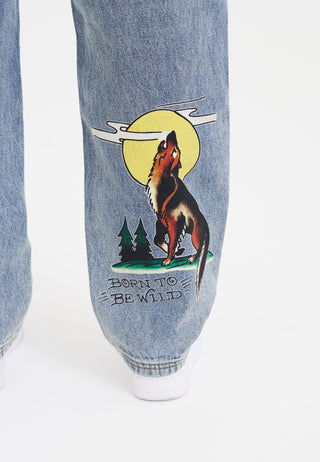 Dames Born-Wild Relaxed Fit Denim Broek Jeans - Bleekmiddel
