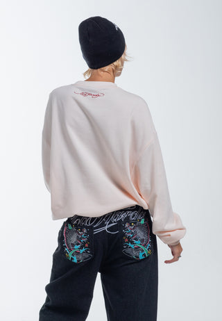 Dames Brave Heart Grafisch Relaxed Sweatshirt Met Ronde Hals - Roze