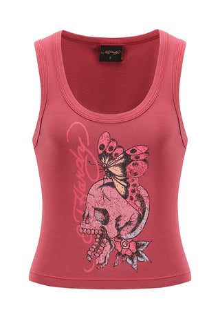 Womens Butterfly Of Death Cropped Vest - Red