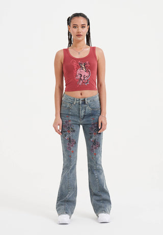 Womens Butterfly Of Death Cropped Vest - Red