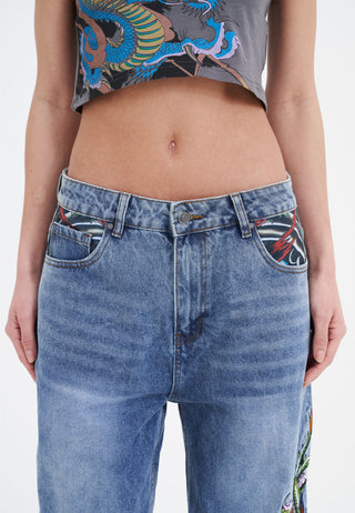 Dame Crawling Dragon Relaxed Fit denimbukser Jeans - Bleach