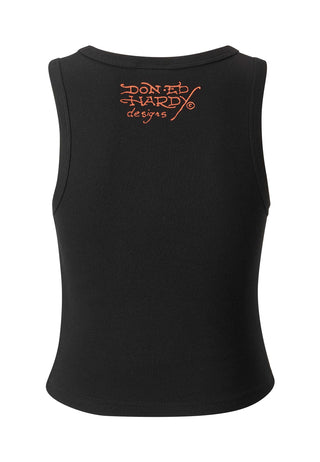 Womens Death Before Ribbed Cropped Vest - Black