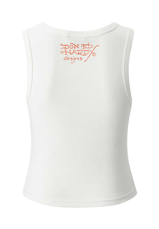 Womens Death Before Ribbed Cropped Vest - White