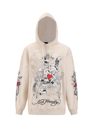 Womens Death Or Glory Love Hoodie - Beige