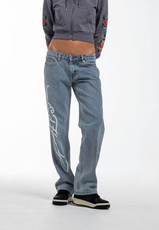 Dam Dragon Flame Jeans Jeans med raka ben - Blå