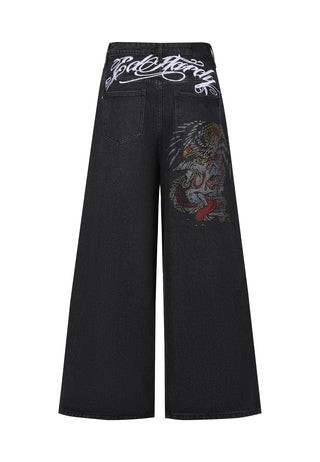 Pantaloni jeans da donna in denim Eagle Skull Diamante Xtra - Nero