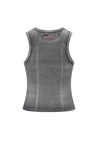 Womens Ed Hardy True Love Diamante Vest Top - Charcoal