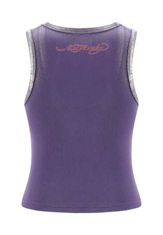 Womens Ed Nyc Skull Tour Vest Top - Purple