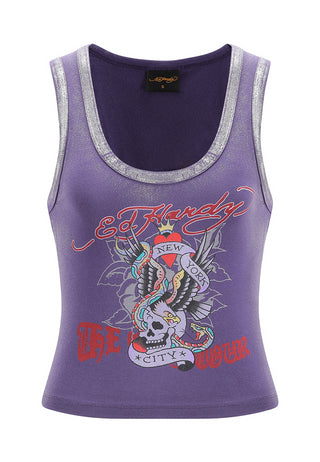 Womens Ed Nyc Skull Tour Vest Top - Purple