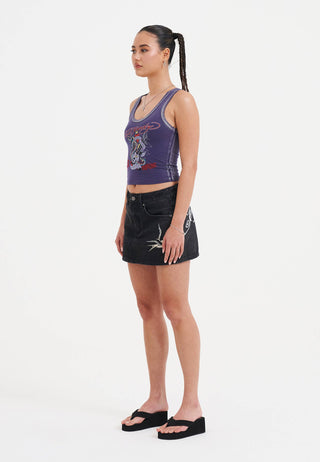 Womens Ed Nyc Skull Tour Vest Top - Purple