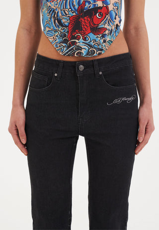 Damen-Jeans „Flash Sheet“ aus ausgestelltem Denim – Schwarz