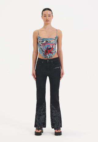 Jeans da donna in denim svasato con lenzuolo Flash - Nero