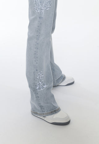 Dames Geisha Mirror Flared Denim Broek Jeans - Blauw