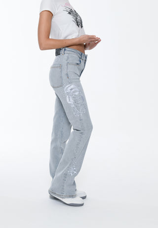 Dam Geisha Mirror Flared Denim Byxor Jeans - Blå