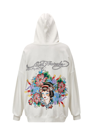 Womens Geisha World Relaxed Hoodie - Weiß