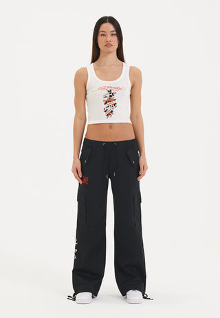 Womens Hollywood Swallow Cargo Pants Trousers - Black