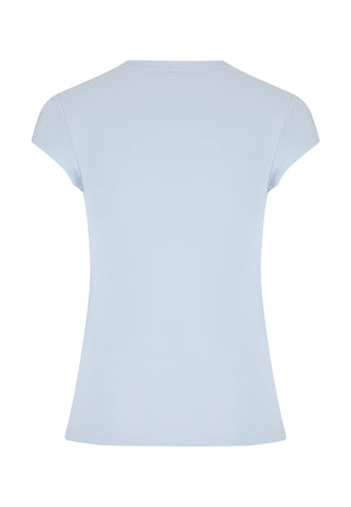 Dames Koi Wave Diamante T-shirt met kapmouwen - Blauw