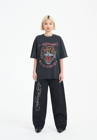 La Tiger Vintage Diamante T-skjorte for kvinner - Svart