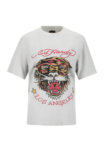 Damen La Tiger Vintage Diamante T-Shirt - Grau