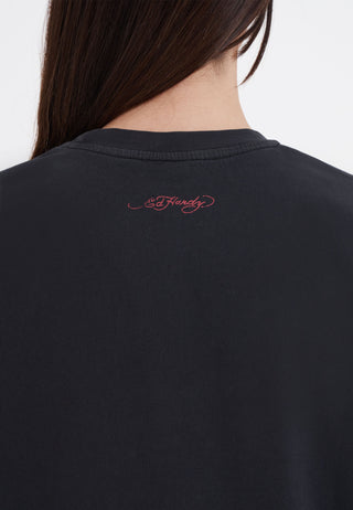Damen La-Tiger-Vintage T-Shirt-Top – Schwarz