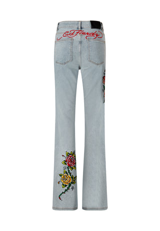 Dam Lady Rose utsvängda jeansbyxor Jeans - Blå
