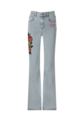 Dam Lady Rose utsvängda jeansbyxor Jeans - Blå