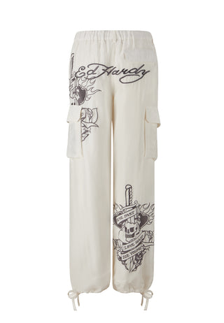 Womens Live Fast Cargo Trousers - White
