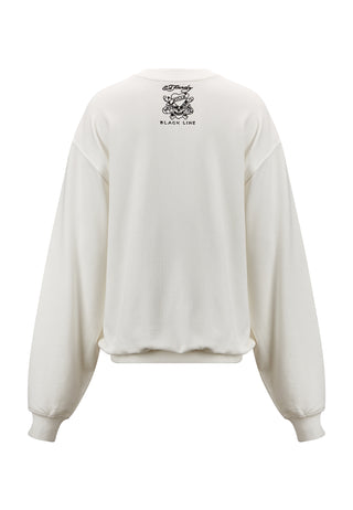 Womens Live Fast Tonal Relaxed Crew Neck Jumper  - White
