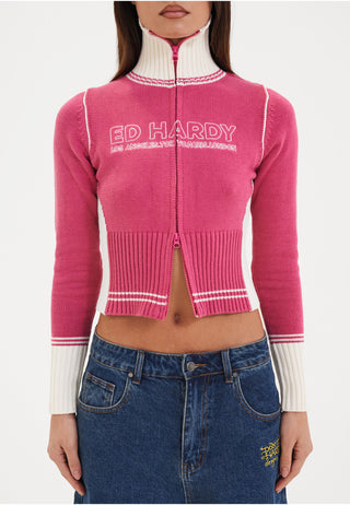 Veste de survêtement tricotée zippée Lks pour femme - Rose