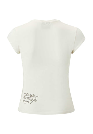 Haut t-shirt à manches courtes Love Eternal pour femme - Blanc