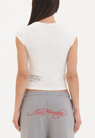 Camiseta feminina Love Eternal com manga curta - branca