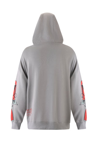 Love Hard Graphic Relaxed Pouch-hoodie voor dames - grijs
