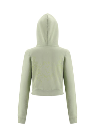 Womens Love Is Mystery Cropped Hoodie - Green