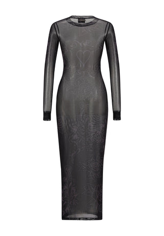 Womens Love Is Mystery Mesh Dress - Black