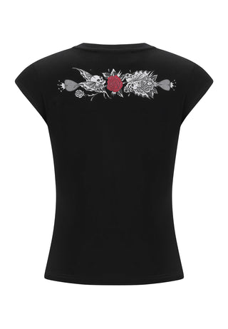 Womens Death Or Glory Love Cap Sleeve T-Shirt Top - Black