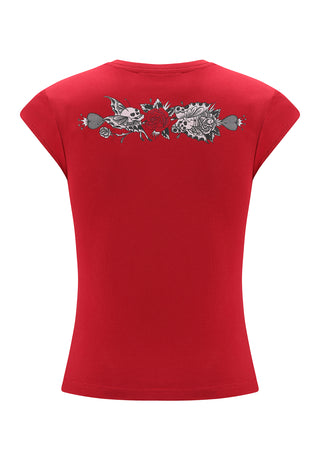 Womens Death Or Glory Love Cap Sleeve T-Shirt Top - Red