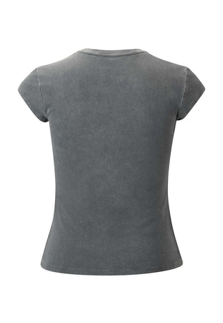 Kvinders Love Kills T-shirttop med cap-ærmer - grå