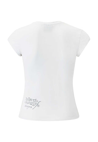 Dames Love Kills T-shirt met kapmouwen - Wit
