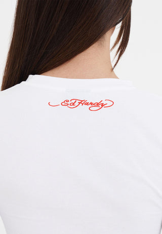 Camiseta feminina Love Kills de manga comprida - branca