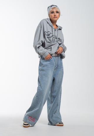 Womens Love Kills Xtra Oversized Denim Broek Jeans - Bleekmiddel
