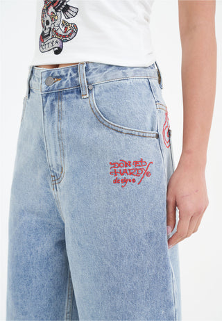 Shorts jeans feminino Love Runs Wild Diamante - Bleach