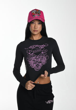 Womens Love Runs Wild Långärmad T-shirt - Charcoal
