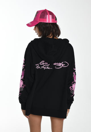 Love Wrapped Relaxed Zip Thru-hoodie voor dames - zwart