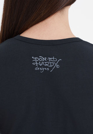 Camiseta feminina recortada para bebê da cidade de Nova York - preta