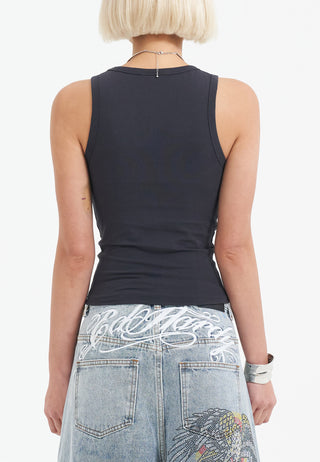 Womens New York Diamante Cropped Vest - Charcoal