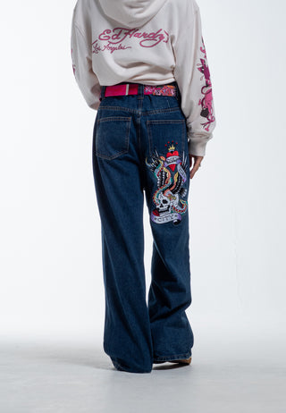 Pantaloni jeans oversize da donna Ny City Xtra - Indaco