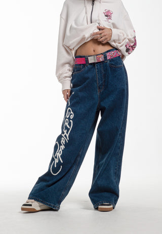 Womens Ny City Xtra Oversized Denim Trousers Jeans - Indigo