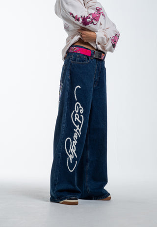 Dames Ny City Xtra Oversized Denim Broek Jeans - Indigo