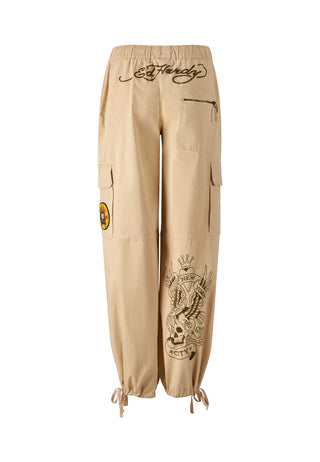 Dame Nyc Badge Cargo Trouser - Beige