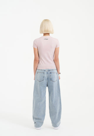 Calça jeans feminina Nyc Diamante relaxada - Bleach